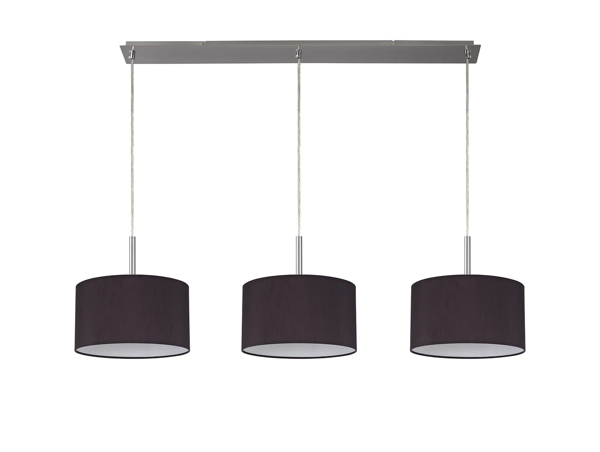 Baymont 30cm Shade 3 Light Pendant Satin Nickel, Black DK0591  Deco Baymont SN BL